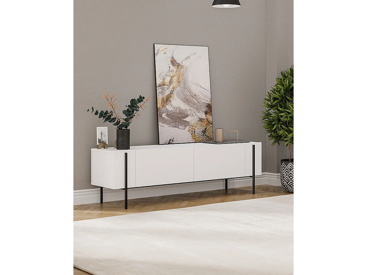 Mueble tv kari y  blanco y negro para hogar moderno mueble de almacenaje  - Homekit