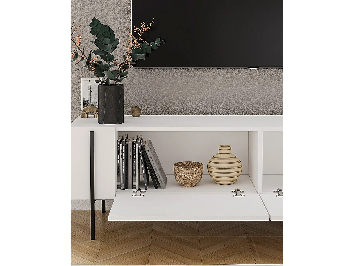 Mueble tv kari y  blanco y negro para hogar moderno mueble de almacenaje  - Homekit