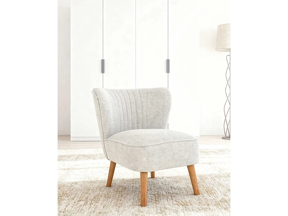 Sillón tapizado en tela eve  beige para hogar moderno mueble de almacenaje  - Homekit