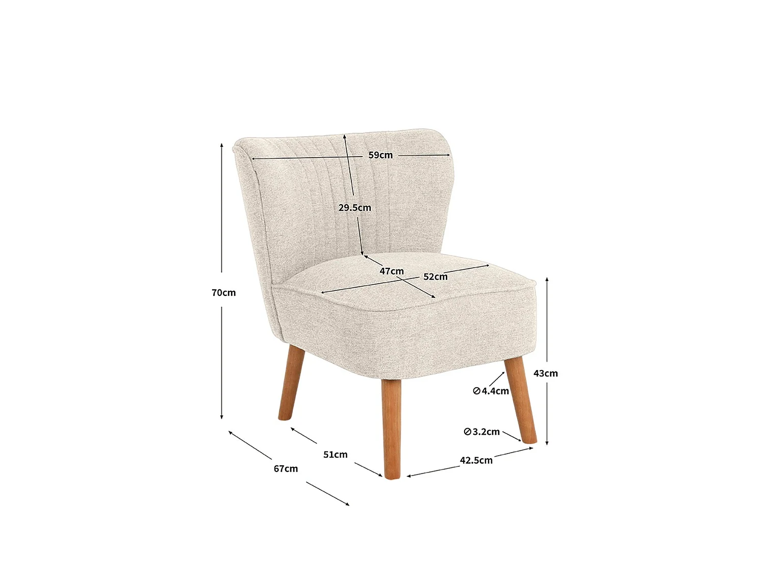 Sillón tapizado en tela eve  beige para hogar moderno mueble de almacenaje  - Homekit