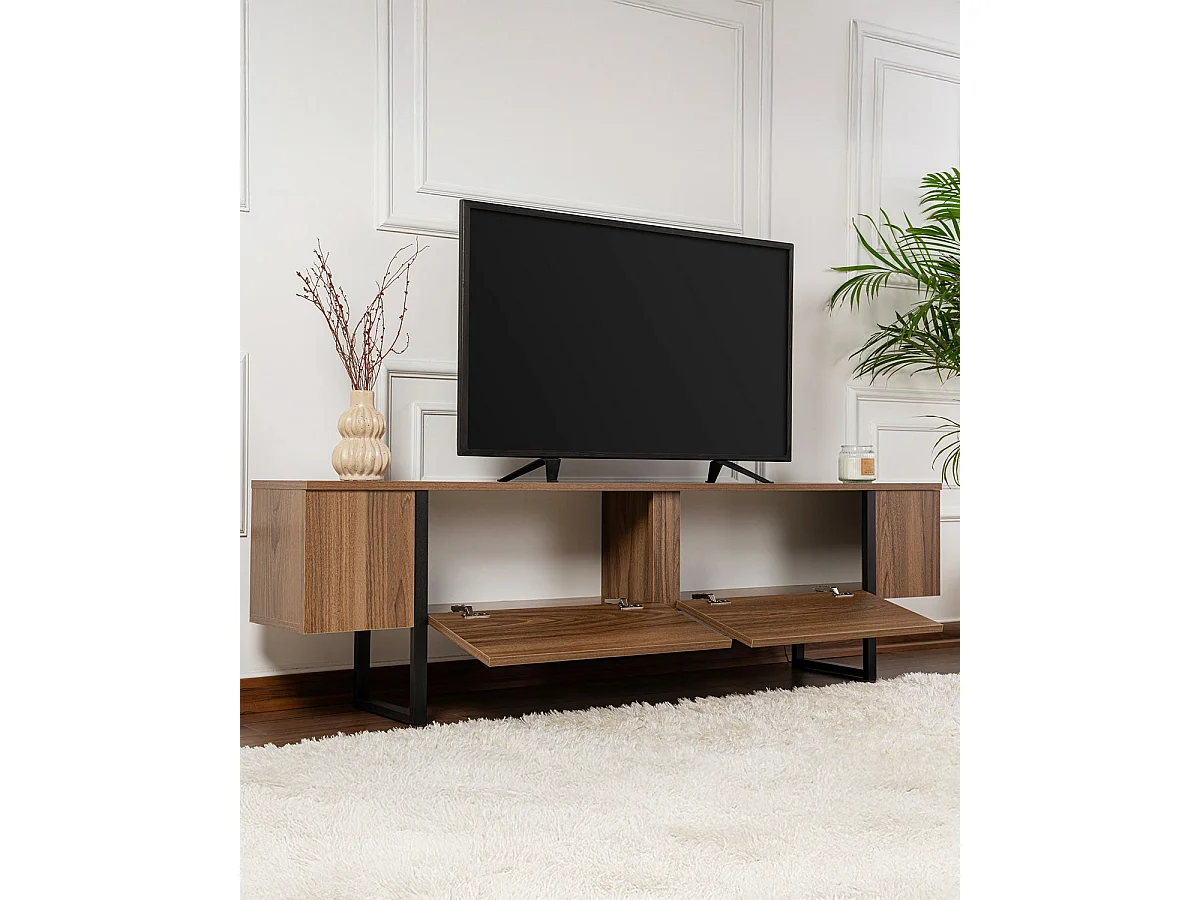 Mueble tv celeste oscura y  negro y madera para hogar moderno mueble de almacenaje  - Homekit