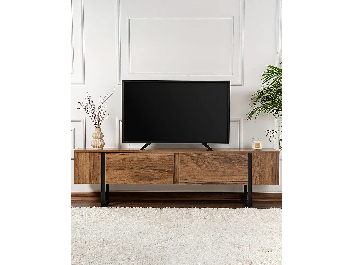 Mueble tv celeste oscura y  negro y madera para hogar moderno mueble de almacenaje  - Homekit