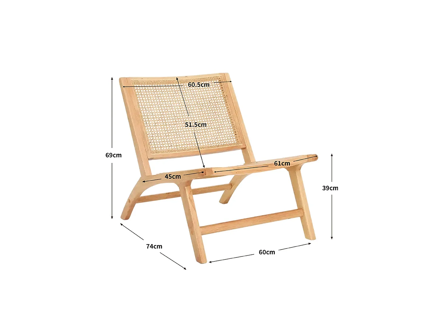 Sillón en ratán ladonna  natural y madera para hogar moderno mueble de almacenaje  - Homekit