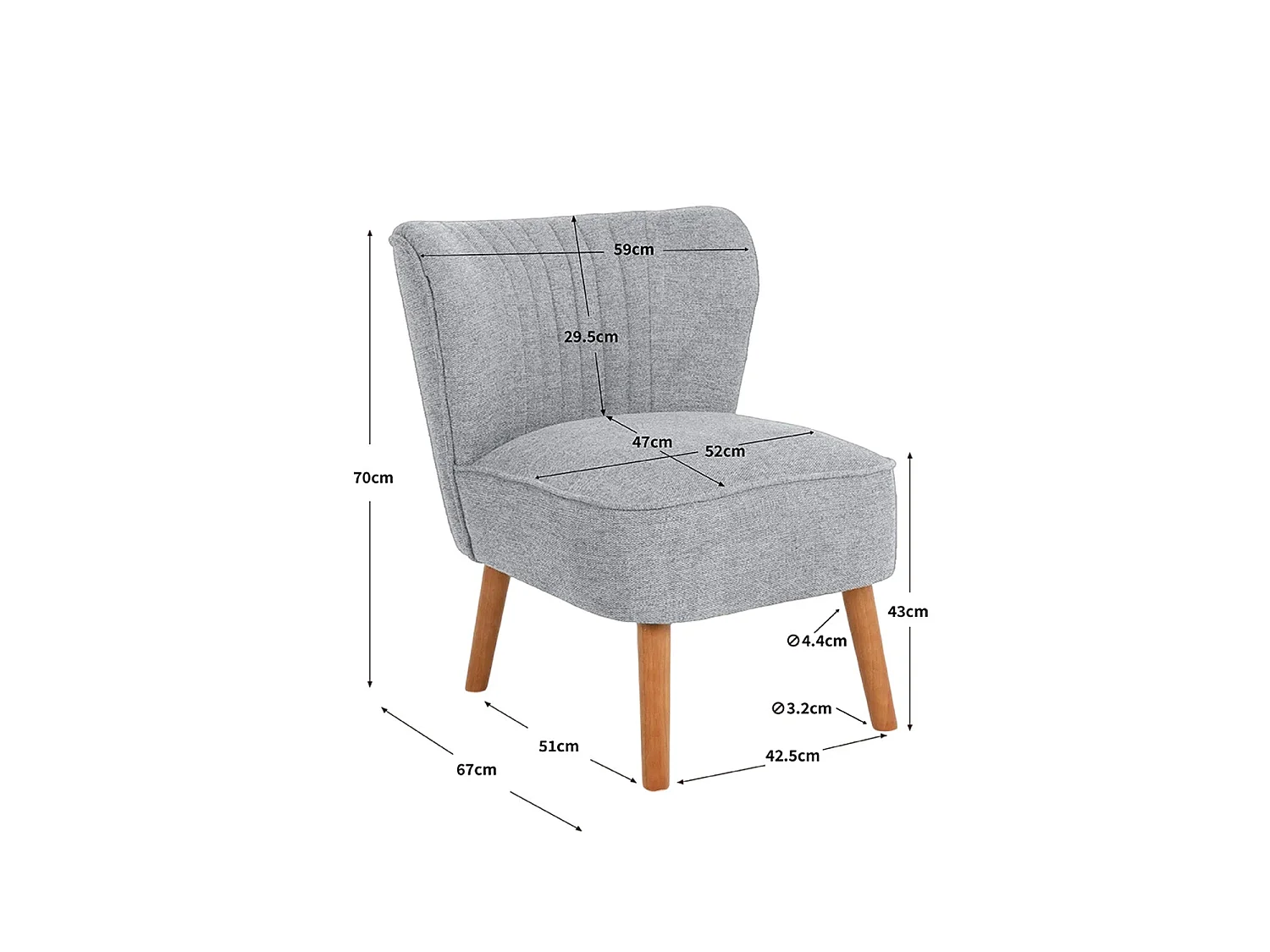 Sillón tapizado en tela eve  gris para hogar moderno mueble de almacenaje  - Homekit
