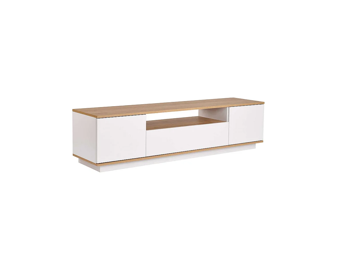 Mueble tv melanie y  blanco y natural y madera para hogar moderno mueble de almacenaje  - Homekit