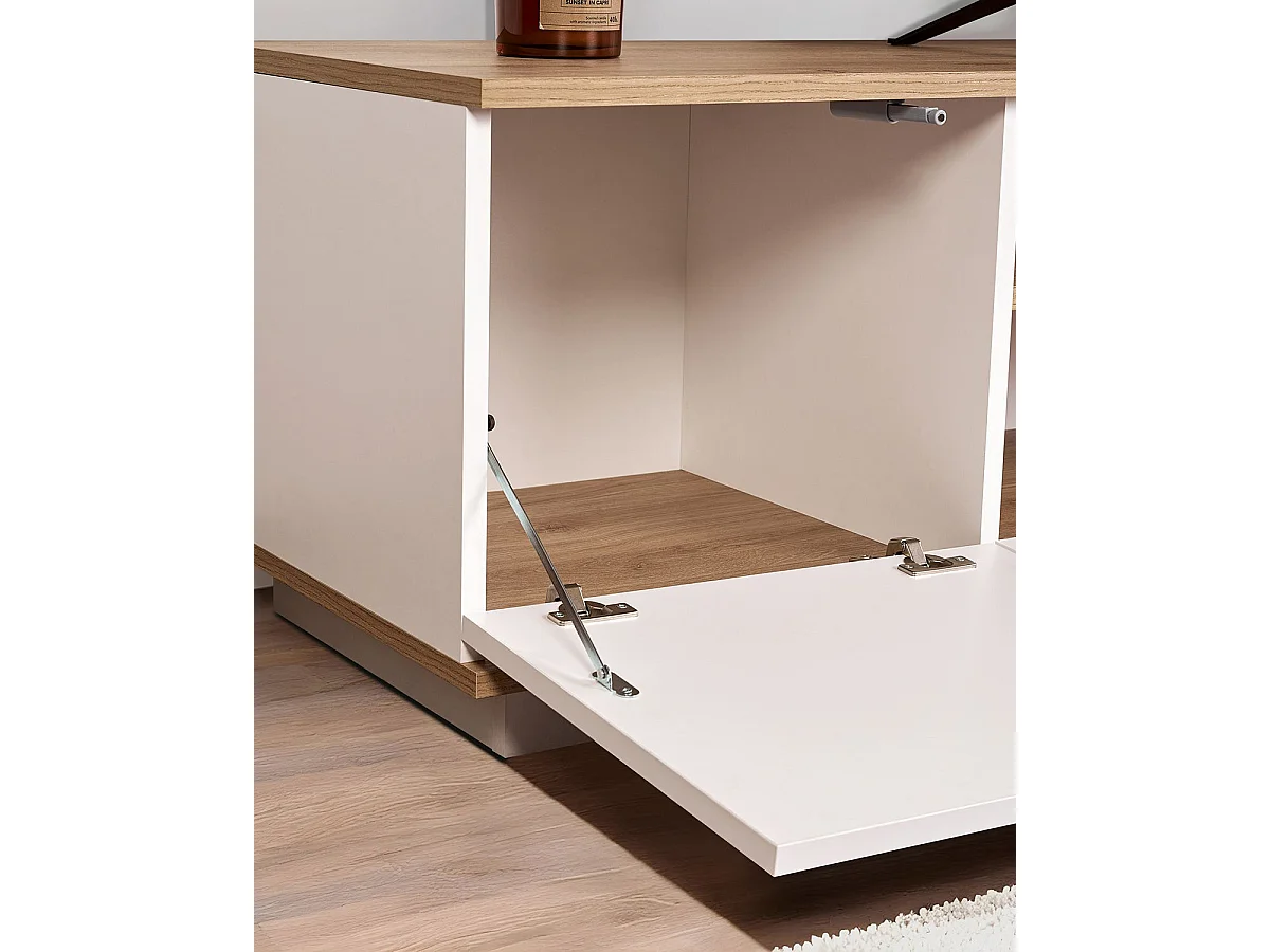 Mueble tv melanie y  blanco y natural y madera para hogar moderno mueble de almacenaje  - Homekit