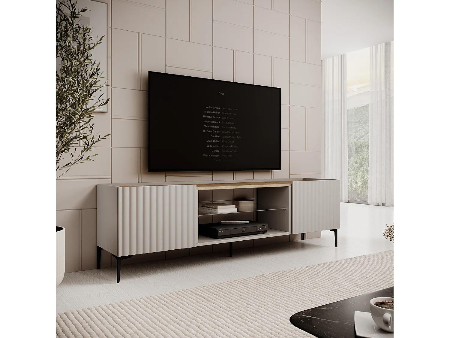Mueble tv nora y natural y beige y madera para hogar moderno mueble de almacenaje  - Homekit