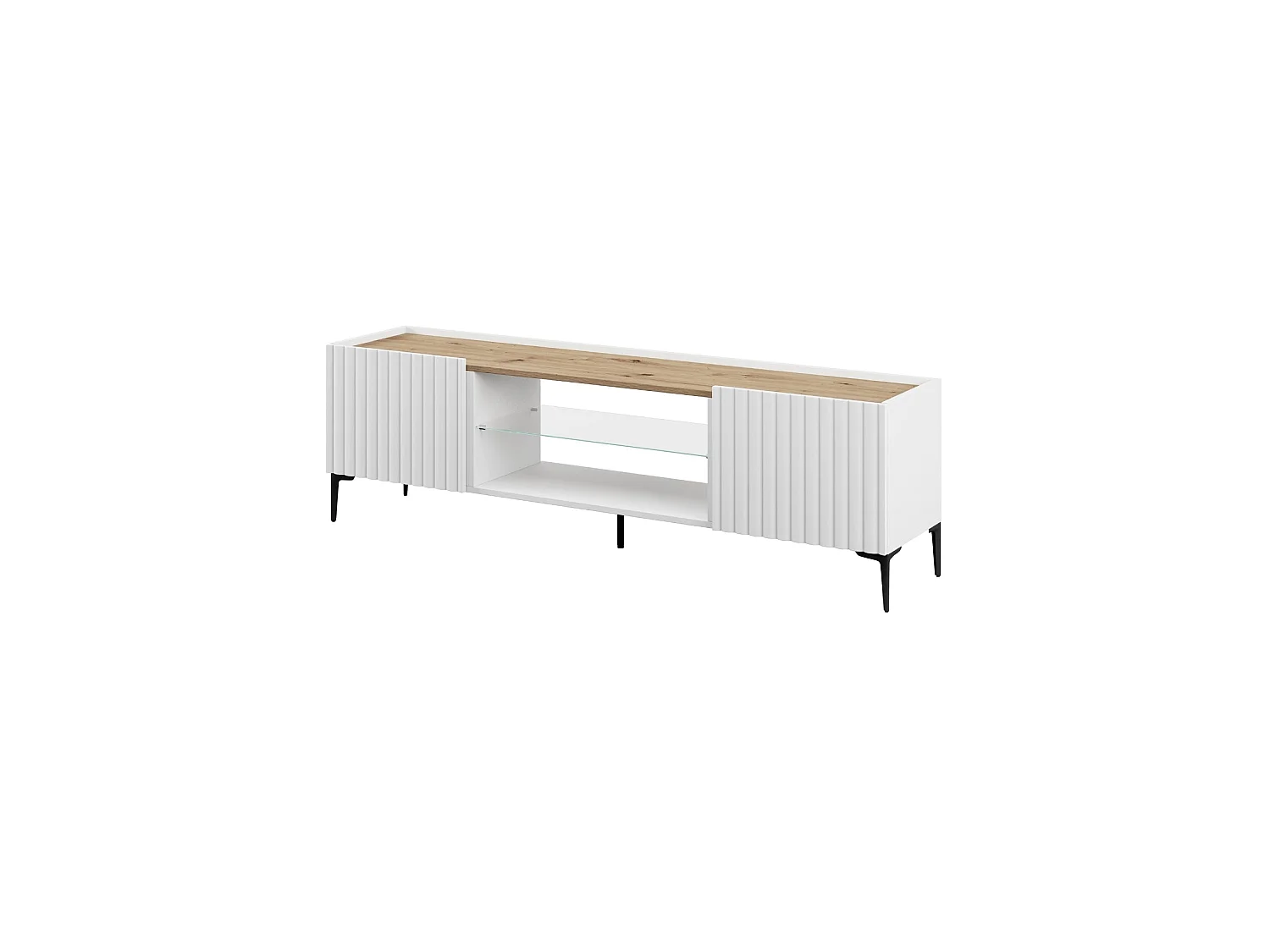 Mueble tv nora y  blanco y natural y madera para hogar moderno mueble de almacenaje  - Homekit
