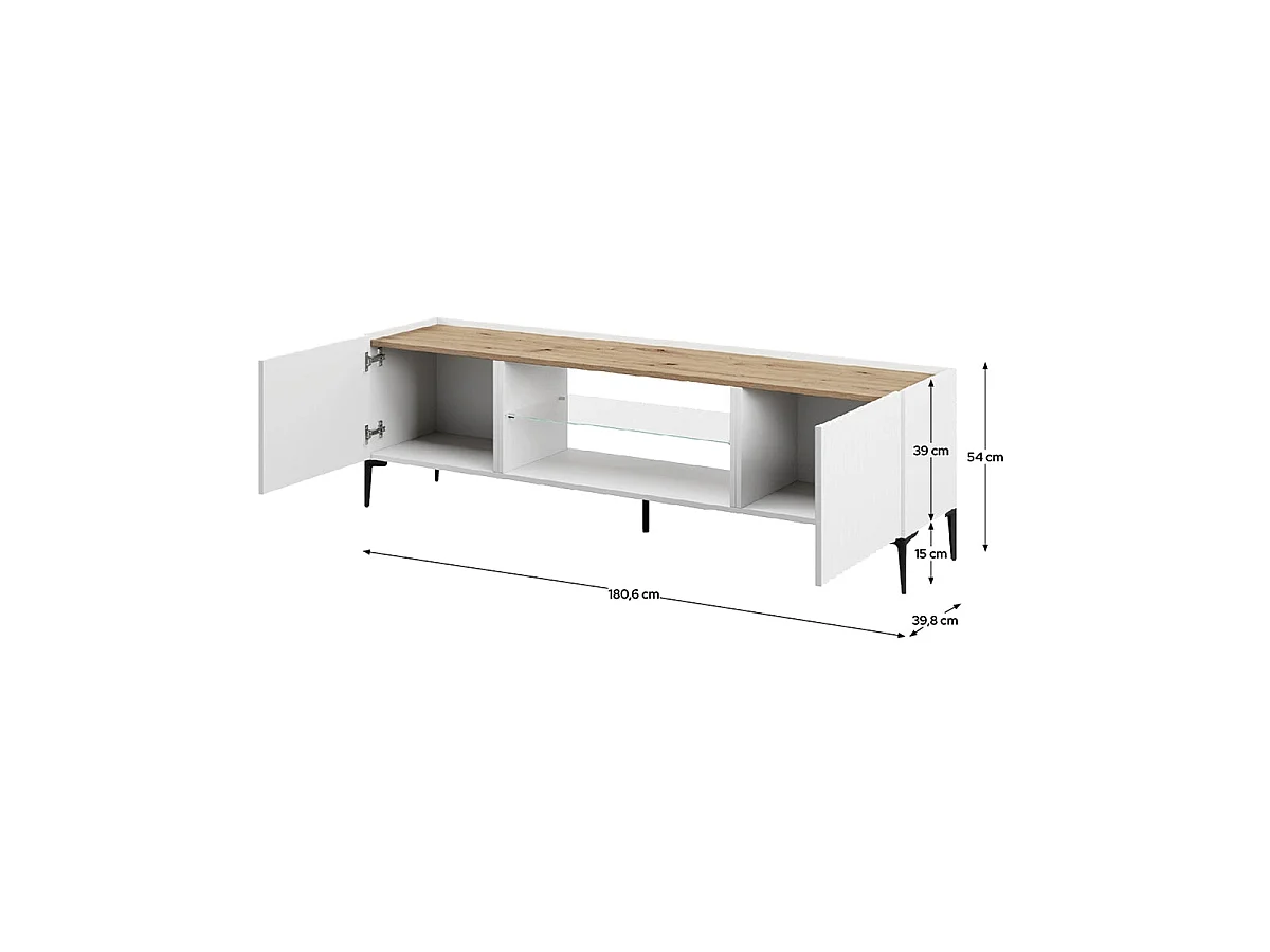 Mueble tv nora y  blanco y natural y madera para hogar moderno mueble de almacenaje  - Homekit