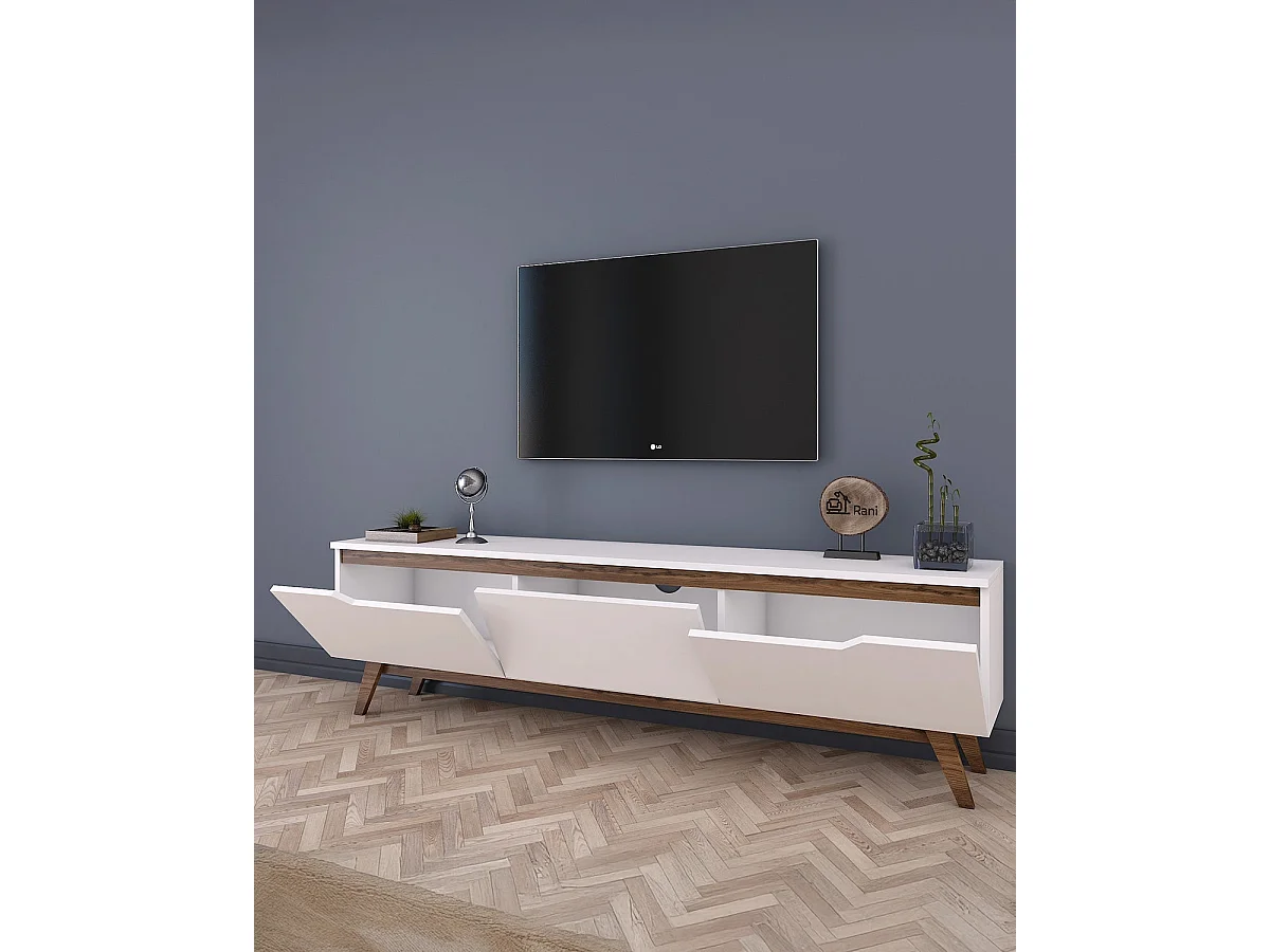 Mueble tv sharon y oscura  blanco y madera para hogar moderno mueble de almacenaje  - Homekit