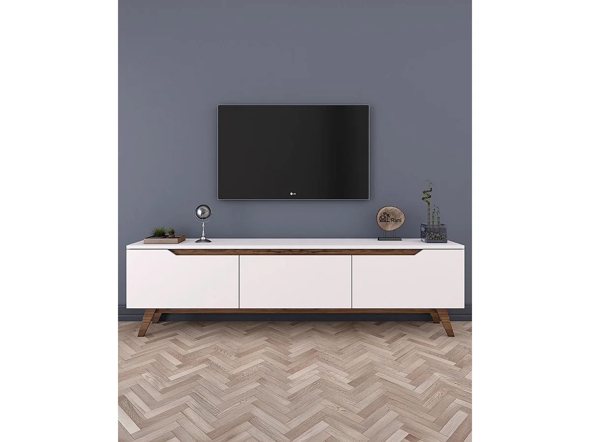 Mueble tv sharon y oscura  blanco y madera para hogar moderno mueble de almacenaje  - Homekit