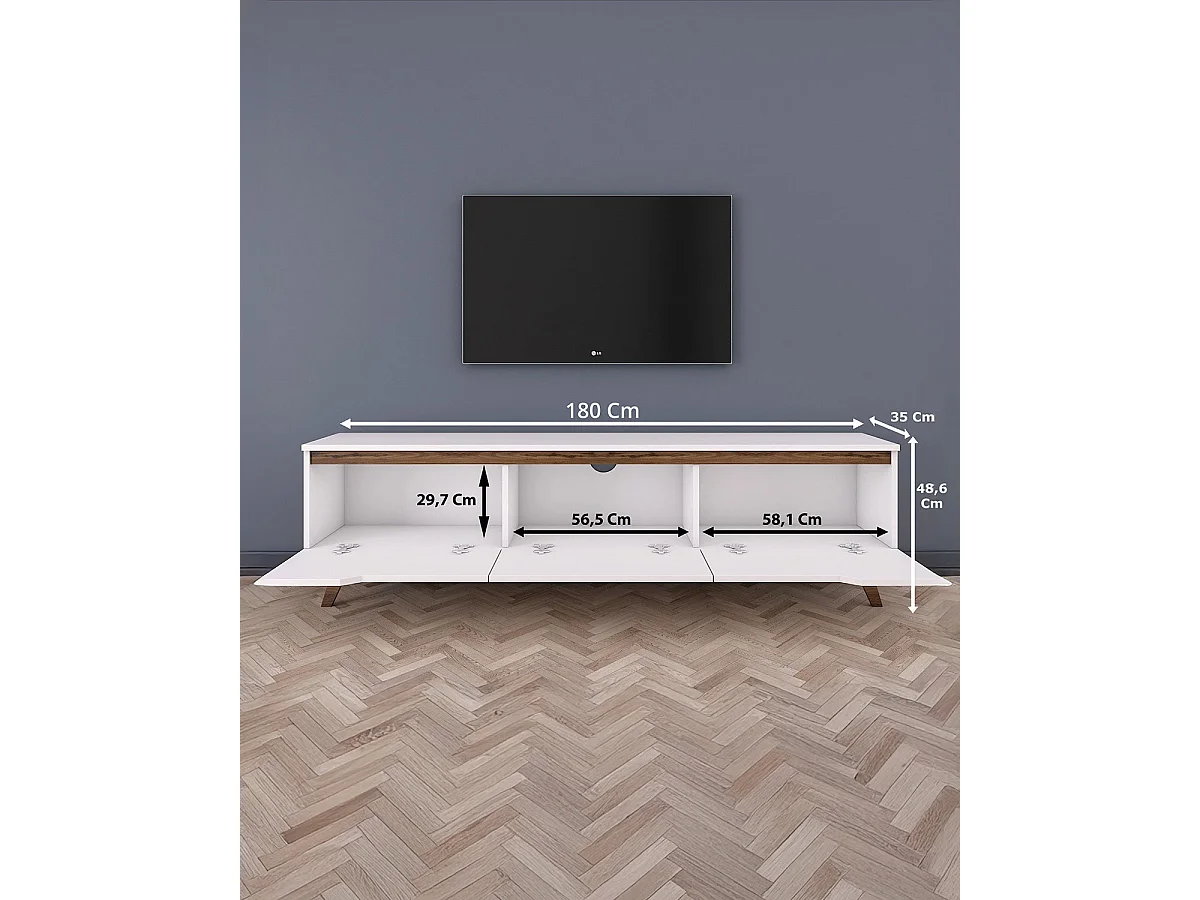 Mueble tv sharon y oscura  blanco y madera para hogar moderno mueble de almacenaje  - Homekit