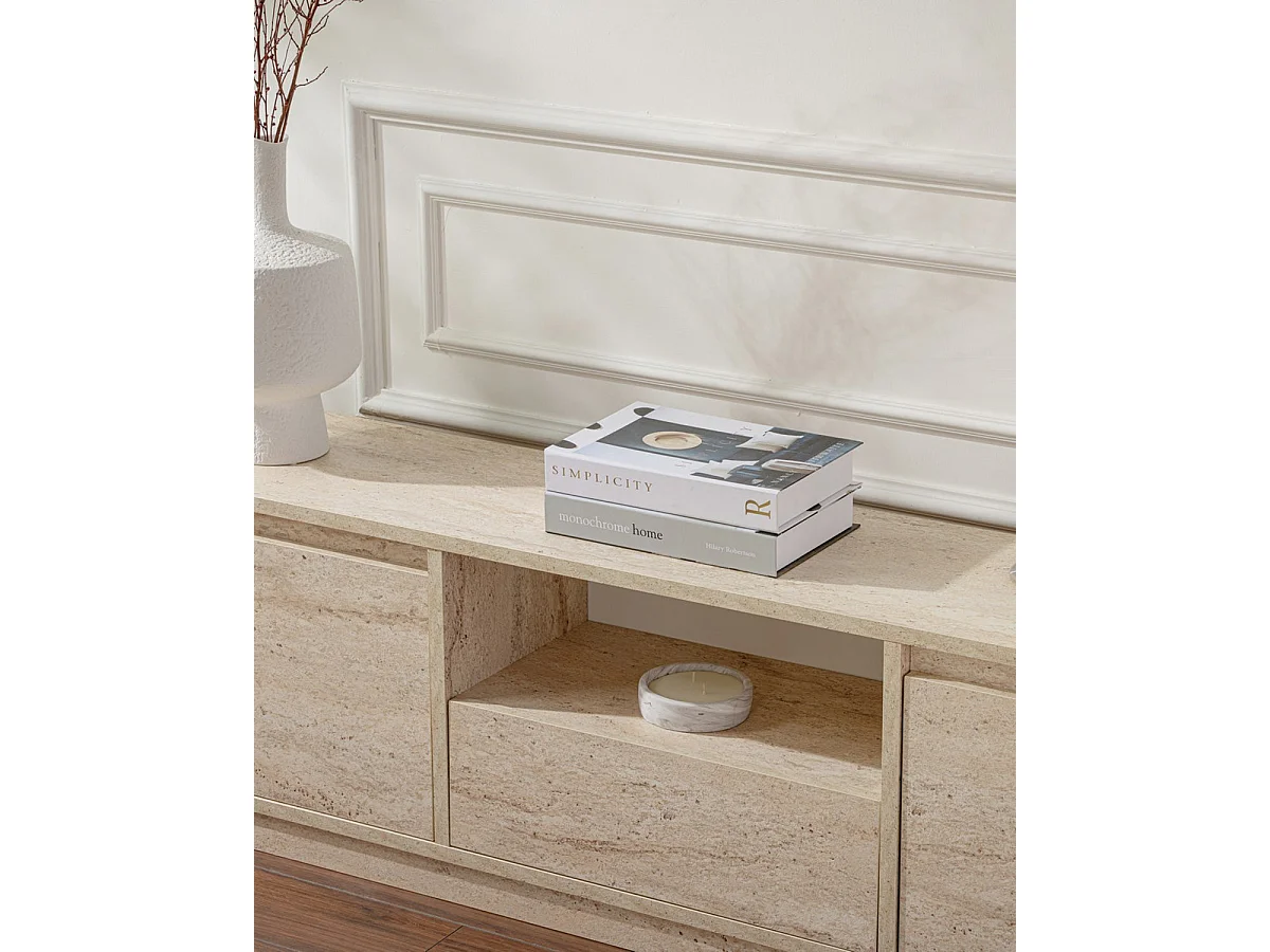 Mueble tv millie travertino  para hogar moderno mueble de almacenaje  - Homekit