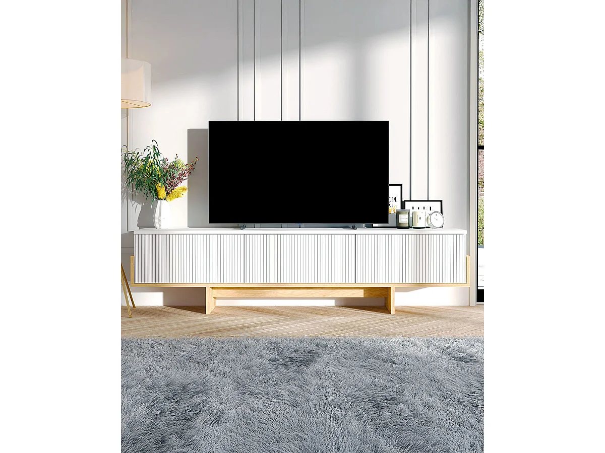 Mueble tv fay y  blanco y natural y madera para hogar moderno mueble de almacenaje  - Homekit