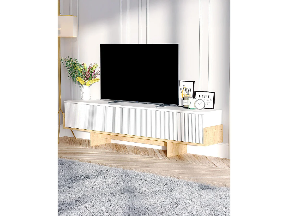 Mueble tv fay y  blanco y natural y madera para hogar moderno mueble de almacenaje  - Homekit