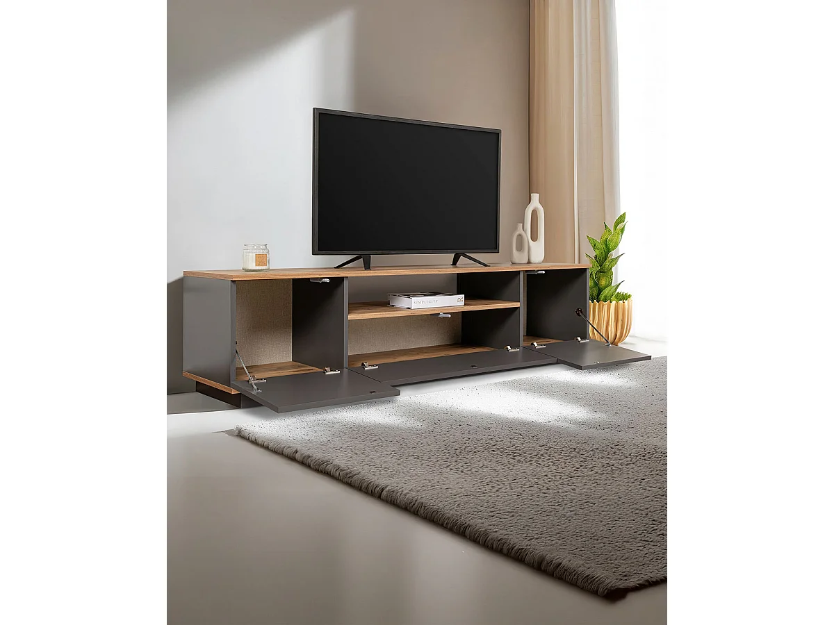 Mueble tv melanie y  natural y grafito y madera para hogar moderno mueble de almacenaje  - Homekit