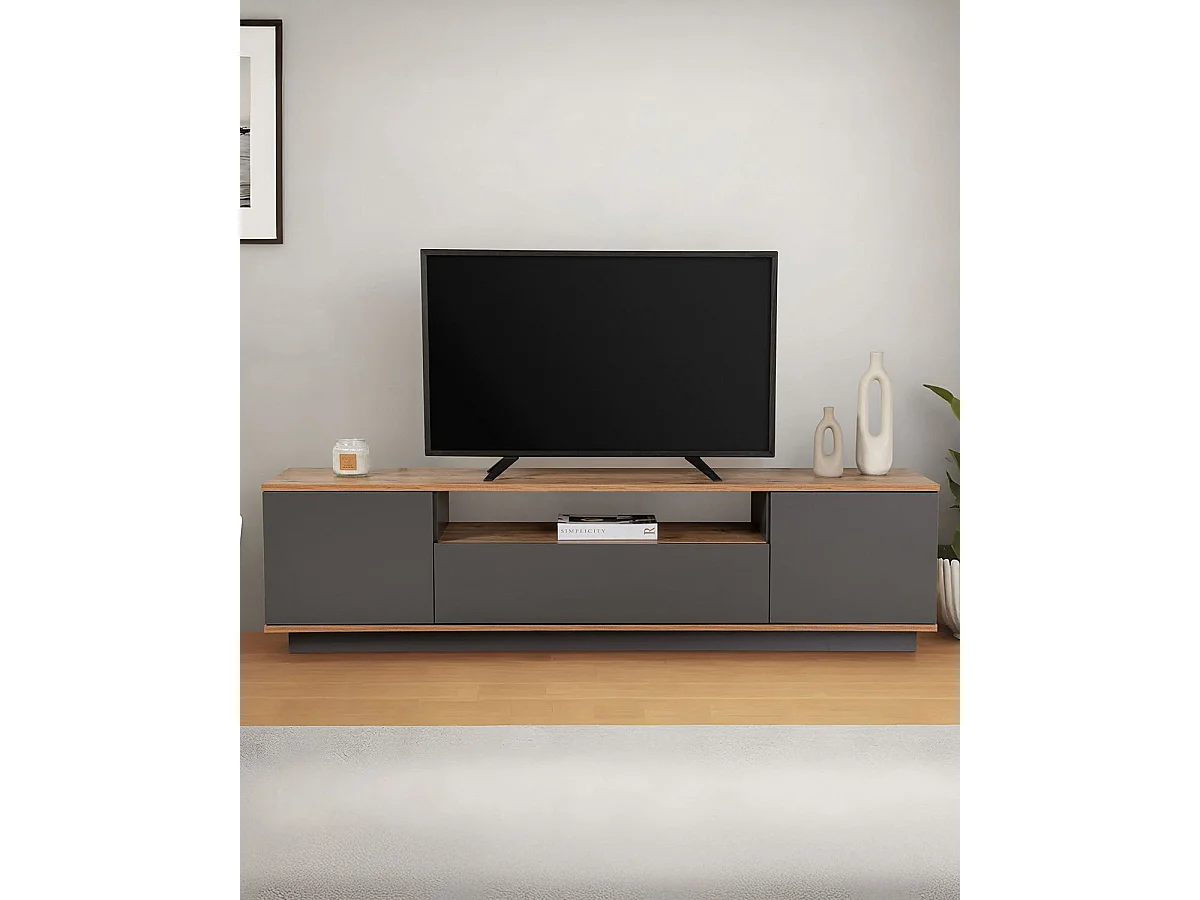 Mueble tv melanie y  natural y grafito y madera para hogar moderno mueble de almacenaje  - Homekit