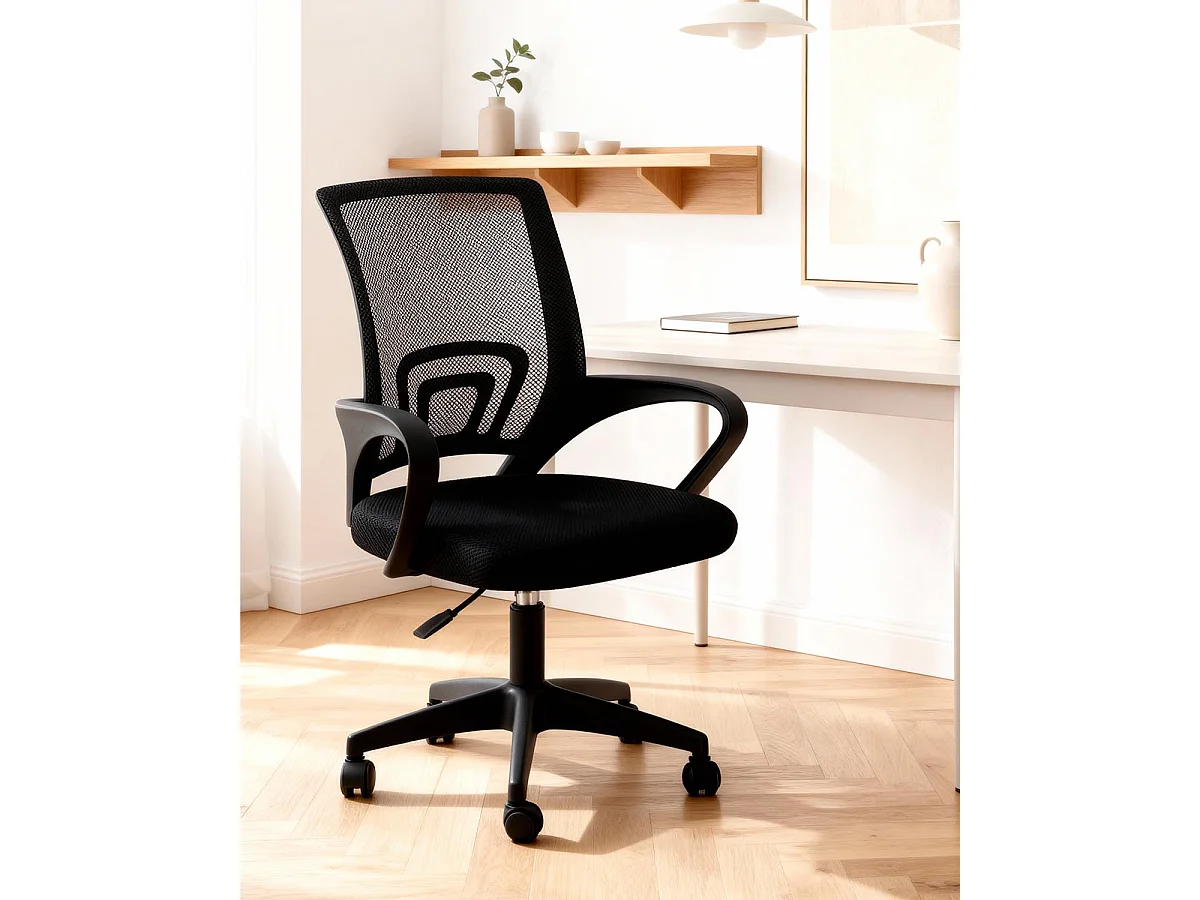 Silla de escritorio reva negro para hogar moderno mueble de almacenaje  - Homekit
