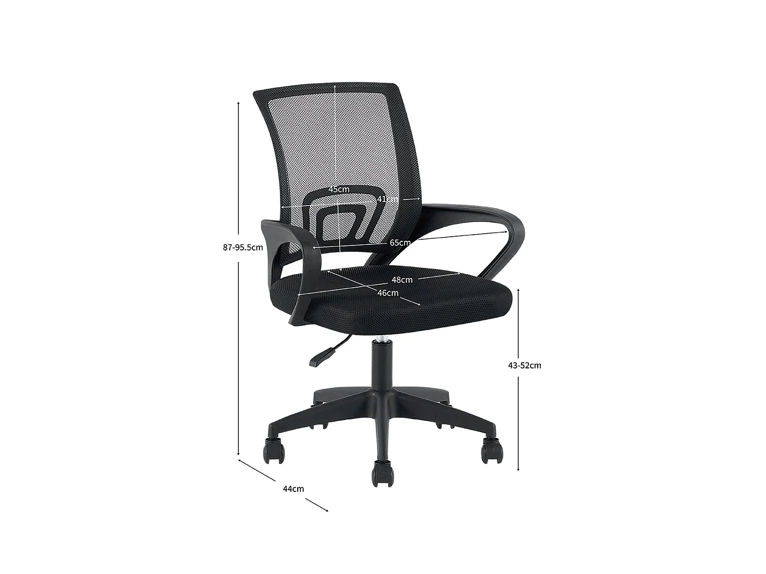 Silla de escritorio reva negro para hogar moderno mueble de almacenaje  - Homekit