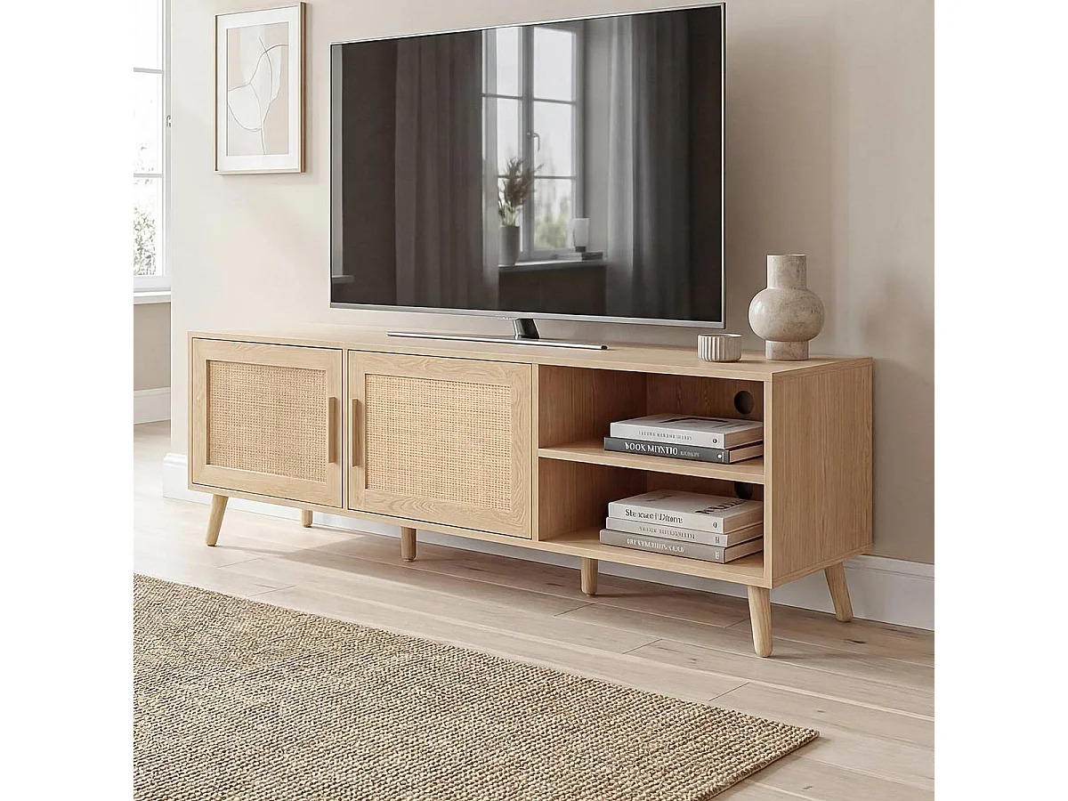 Mueble TV ratán Clare - Color Madera natural - Homekit