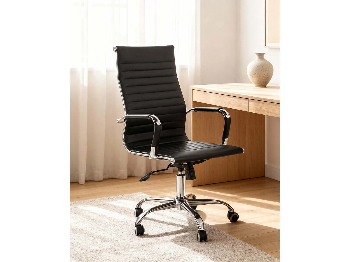 Silla de escritorio shelley negro para hogar moderno mueble de almacenaje  - Homekit