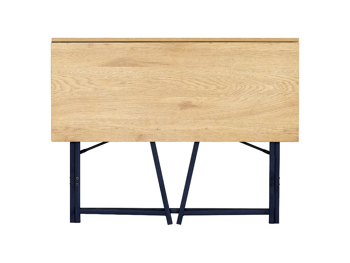Bureau pliable, Table d'ordinateur avec structure métallique coloris chêne naturel / Noir - Longueur 100 x Profondeur 46 x Hauteur 76 cm