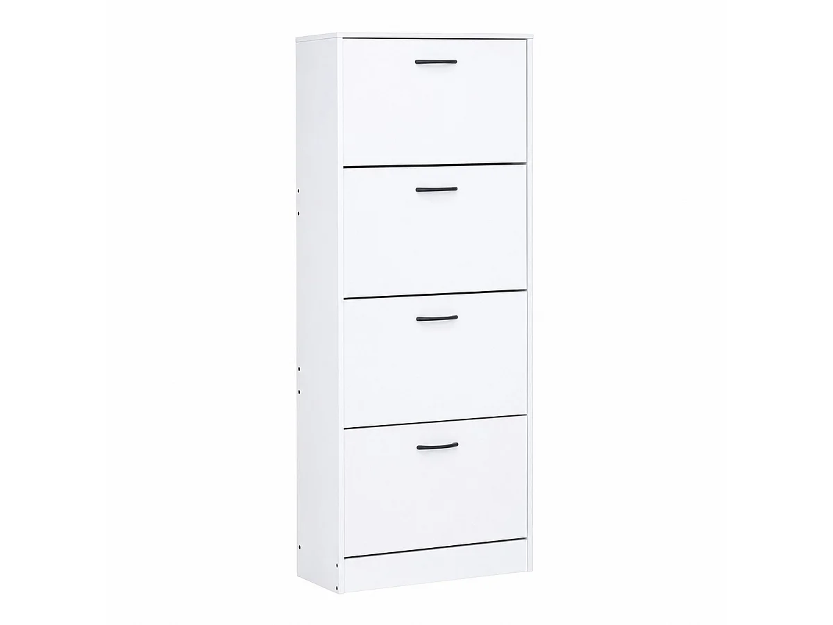 Meuble à chaussures à 4 compartiments rabattables coloris blanc - Longueur 60 x Profondeur 24 x Hauteur 151,2 cm