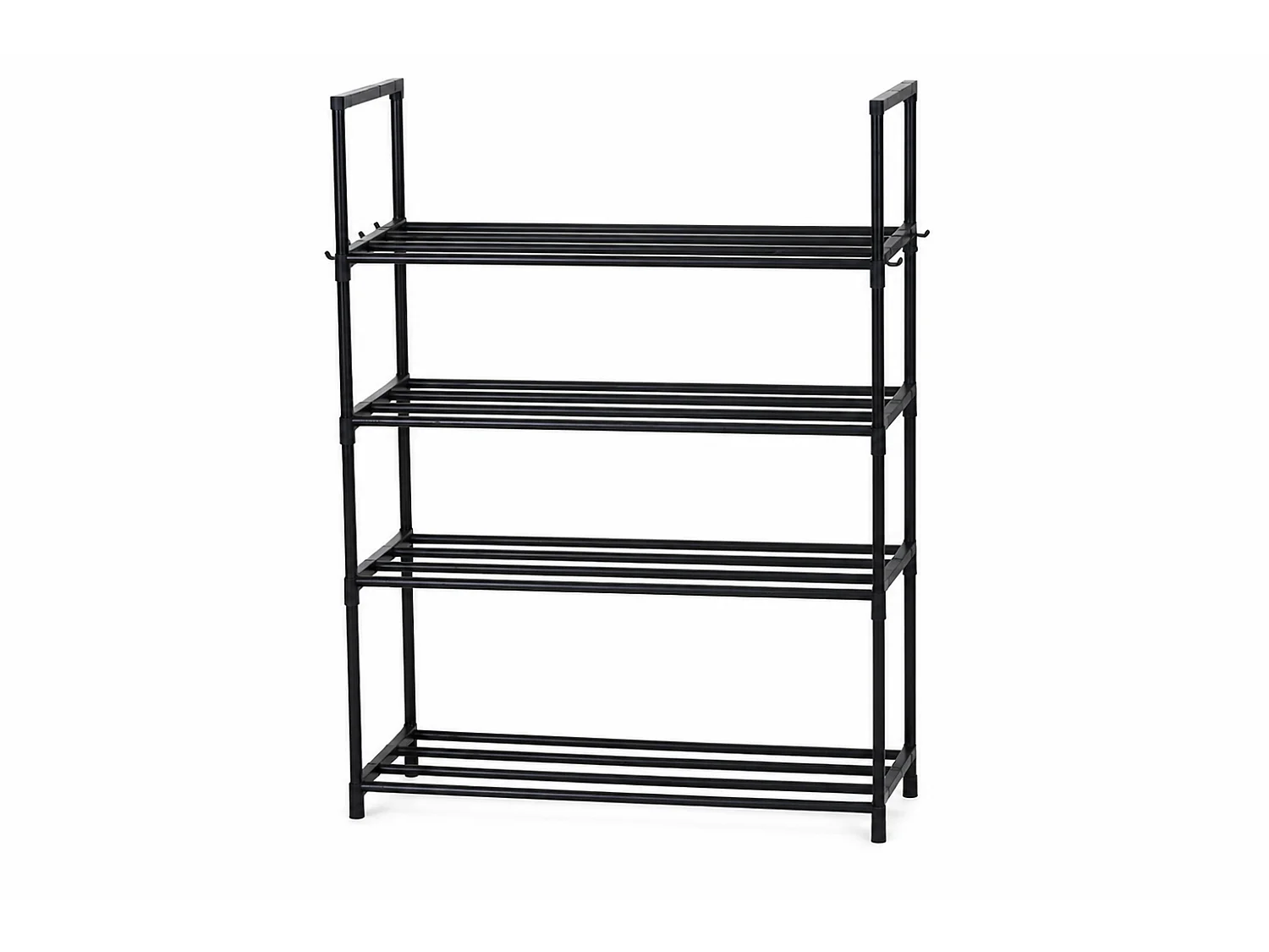 Meuble à chaussures étagère range chaussures en métal noir à 4 niveaux - Longueur 67 x Profondeur 29 x Hauteur 82 cm