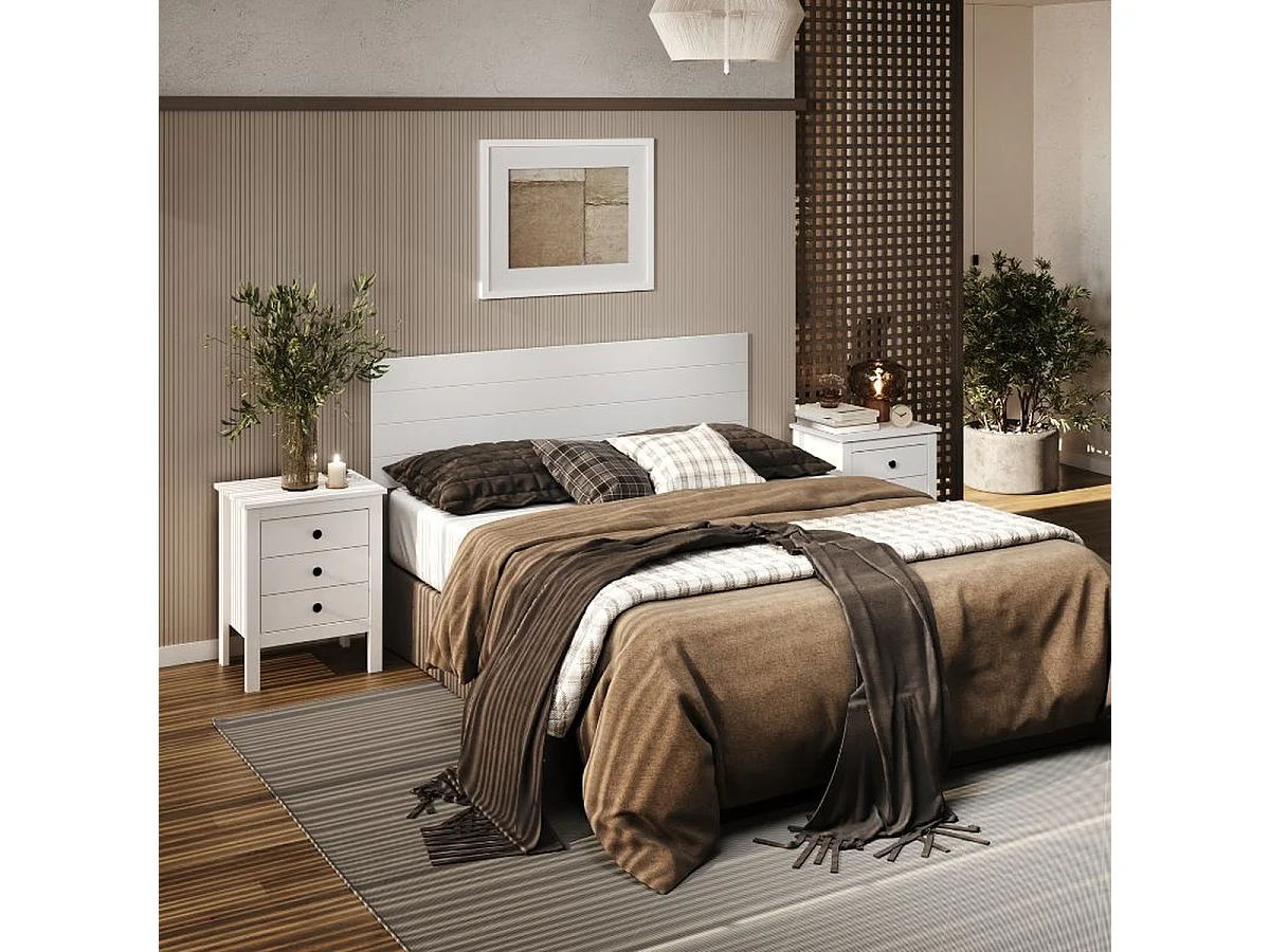 Tête de lit blanche moderne avec design à lignes horizontales - Longueur 156 x Hauteur 45,5 x Profondeur 1,5 cm