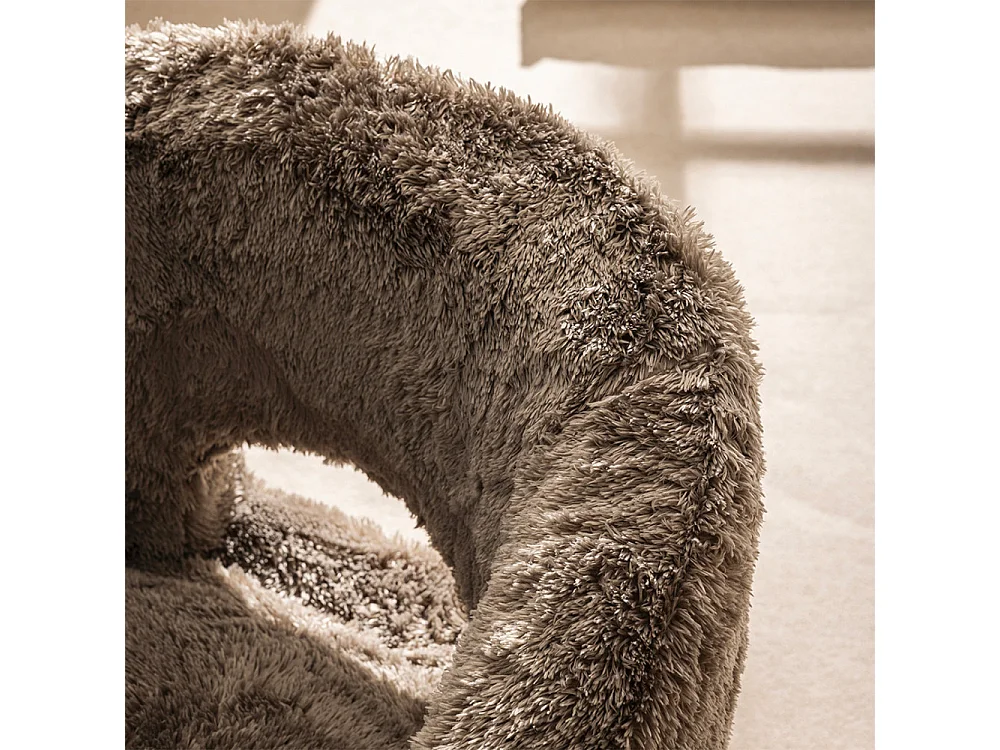 Verno - Fauteuil imitation fourrure pieds chrome - Taupe