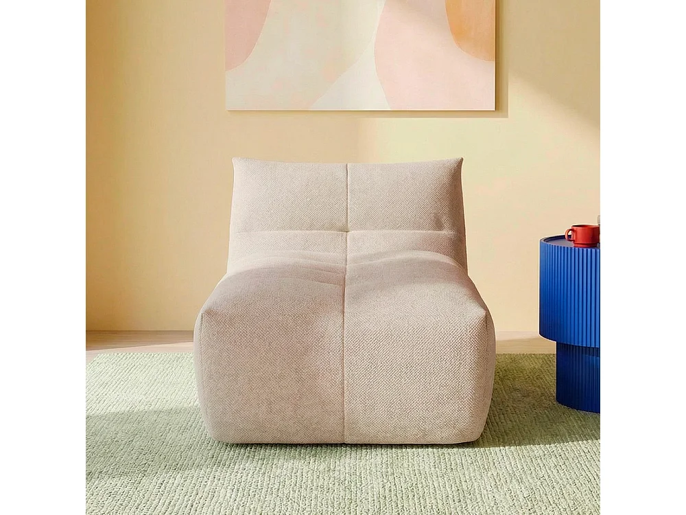 Alba - Chauffeuse lounge compressée 1 place en tissu - Beige
