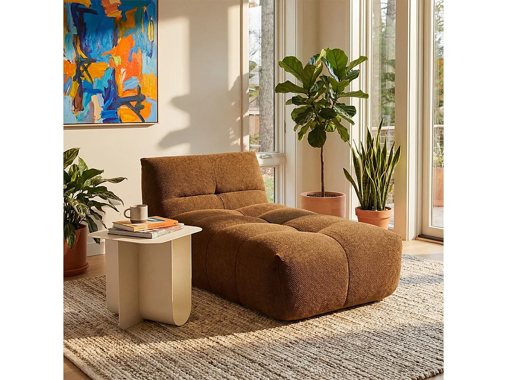 Alba - Chauffeuse lounge compressée 1 place en tissu - Bronze