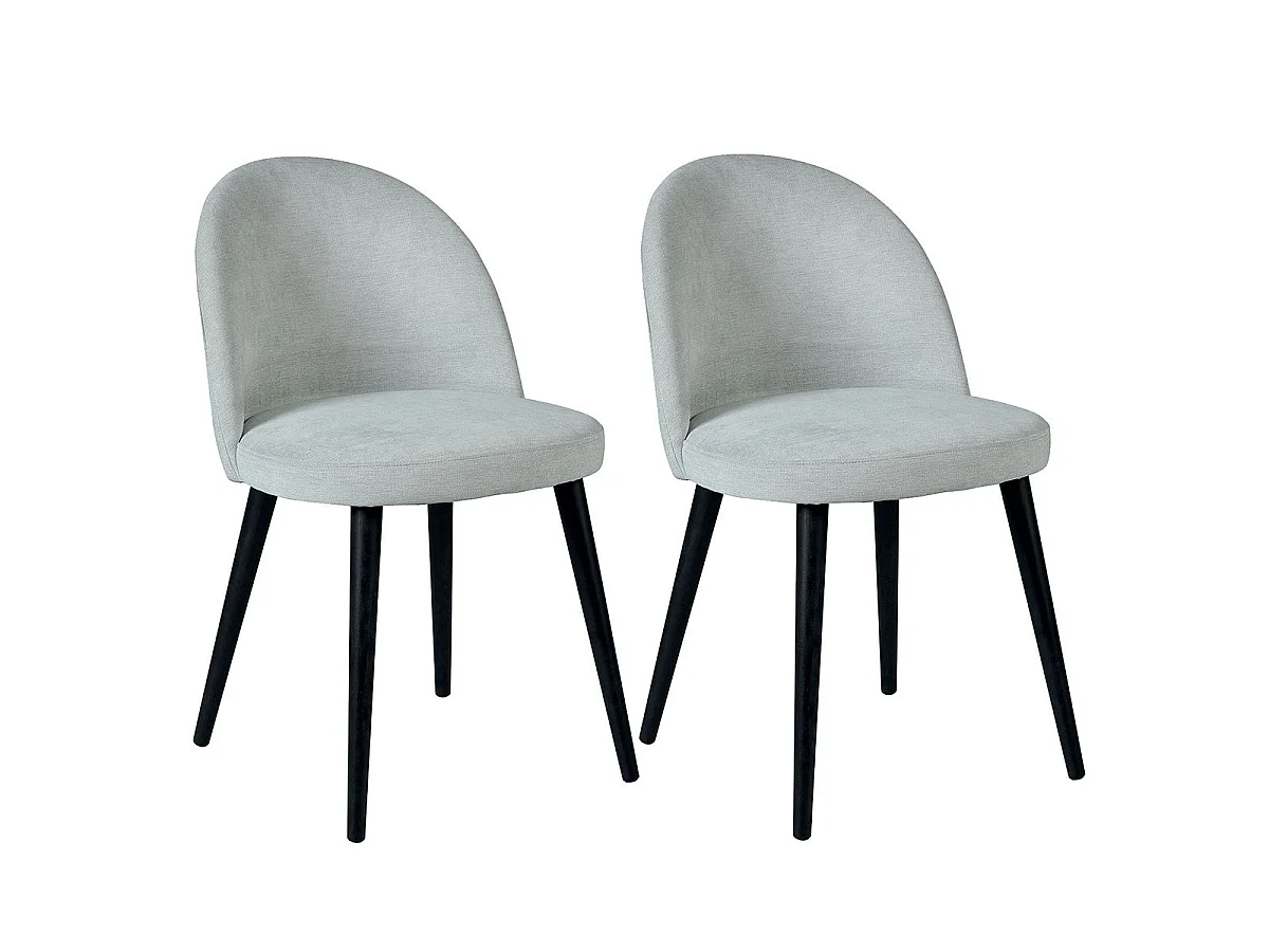 Lot de 2 Chaises tissu velours gris pieds bois massif teinté wengé - NUBILE