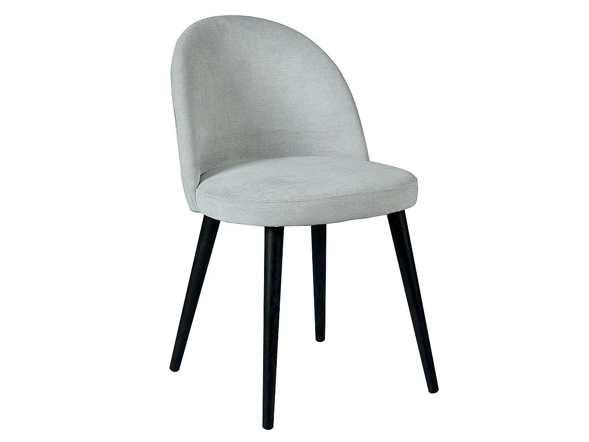Lot de 2 Chaises tissu velours gris pieds bois massif teinté wengé - NUBILE