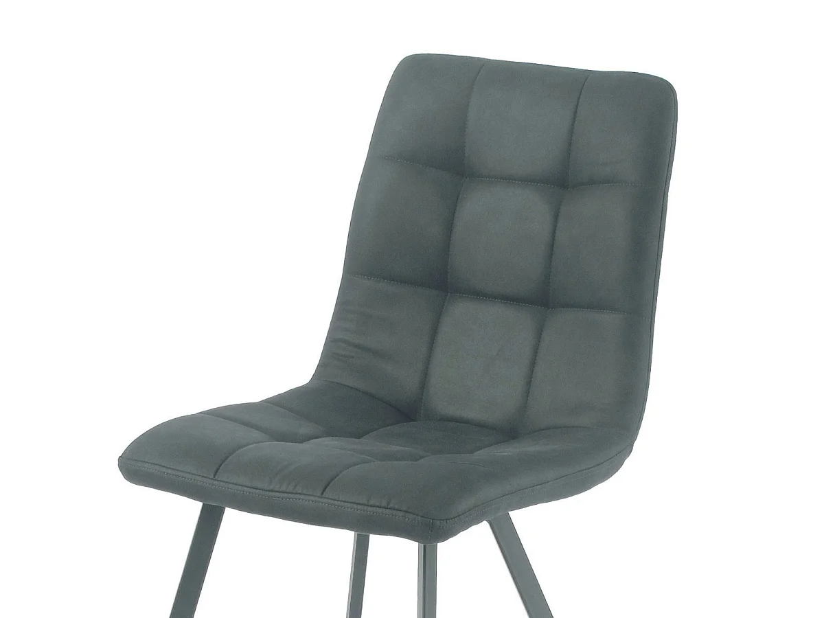 Lot de 6 chaises matelassées tissu toucher doux gris pieds métal laqué anthracite - MOALIA