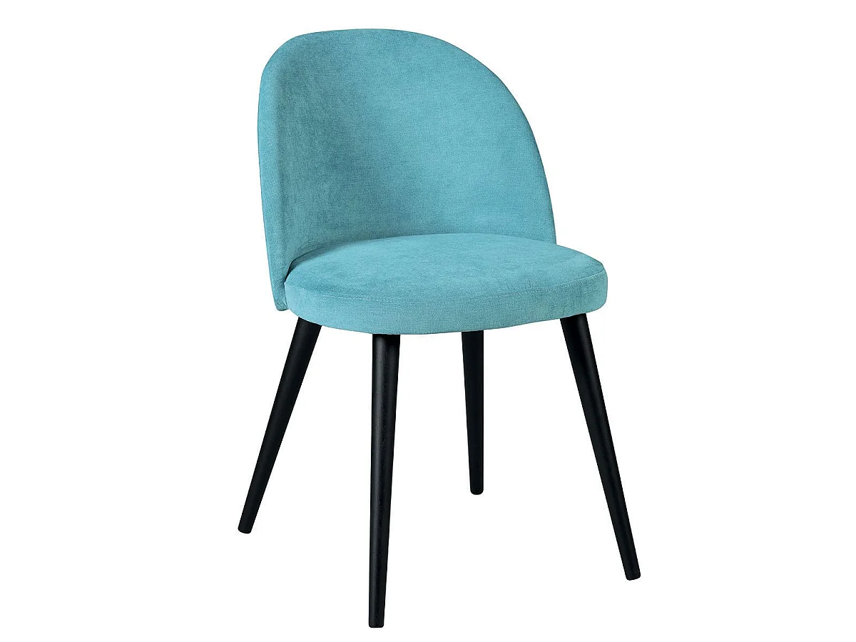 Lot de 2 Chaises tissu velours bleu pieds bois massif teinté wengé - NUBILE