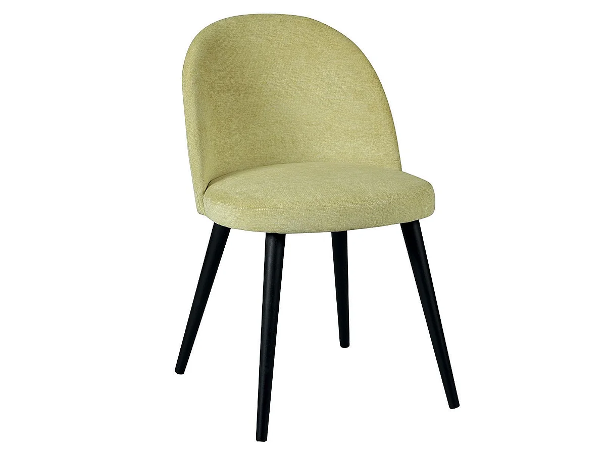 Lot de 2 Chaises tissu velours jaune pieds bois massif teinté wengé - NUBILE