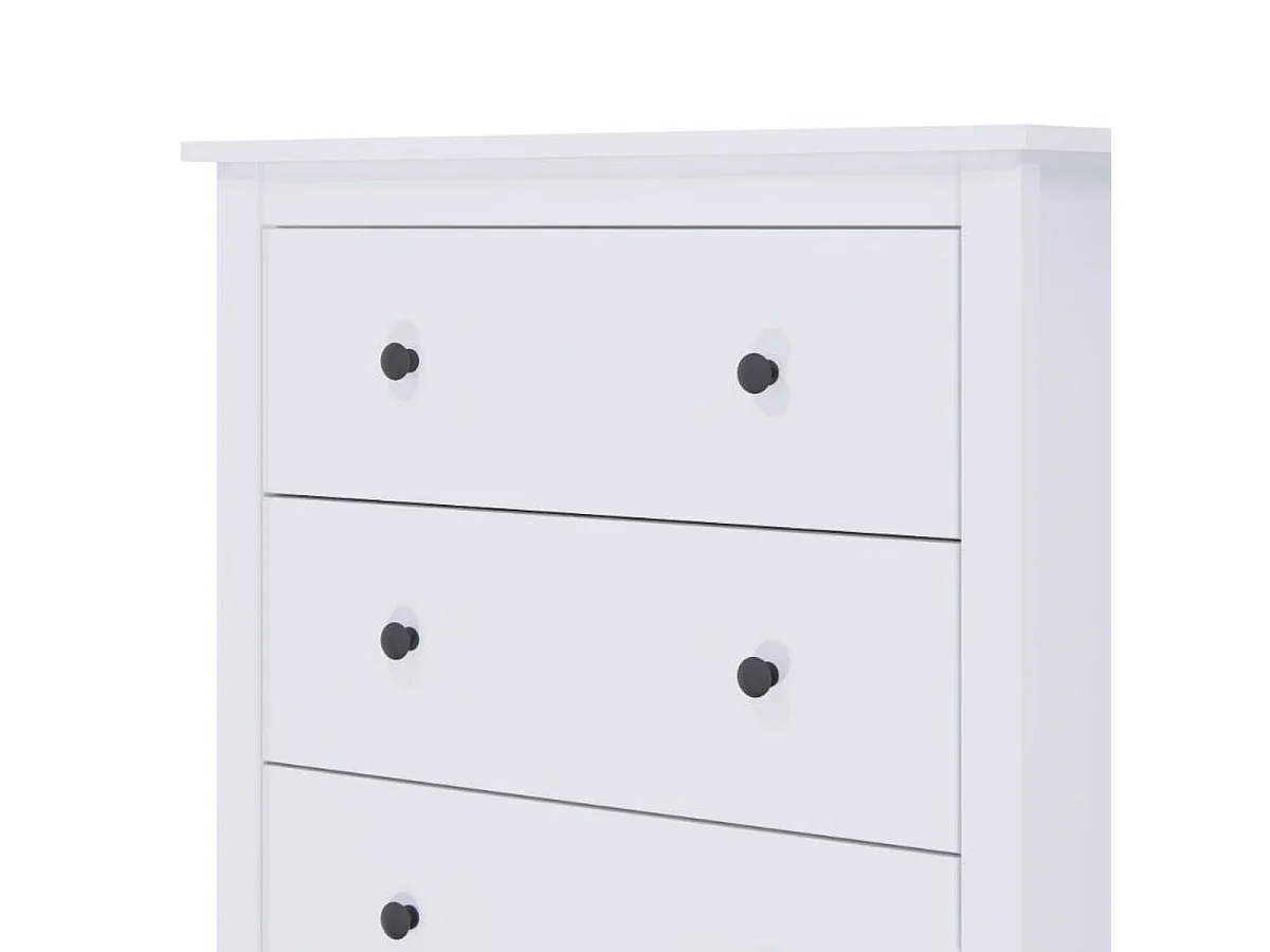 Chiffonnier à 5 tiroirs meuble de rangement coloris blanc - Longueur 76,2 x Hauteur 80,9 x Profondeur 39,5 cm