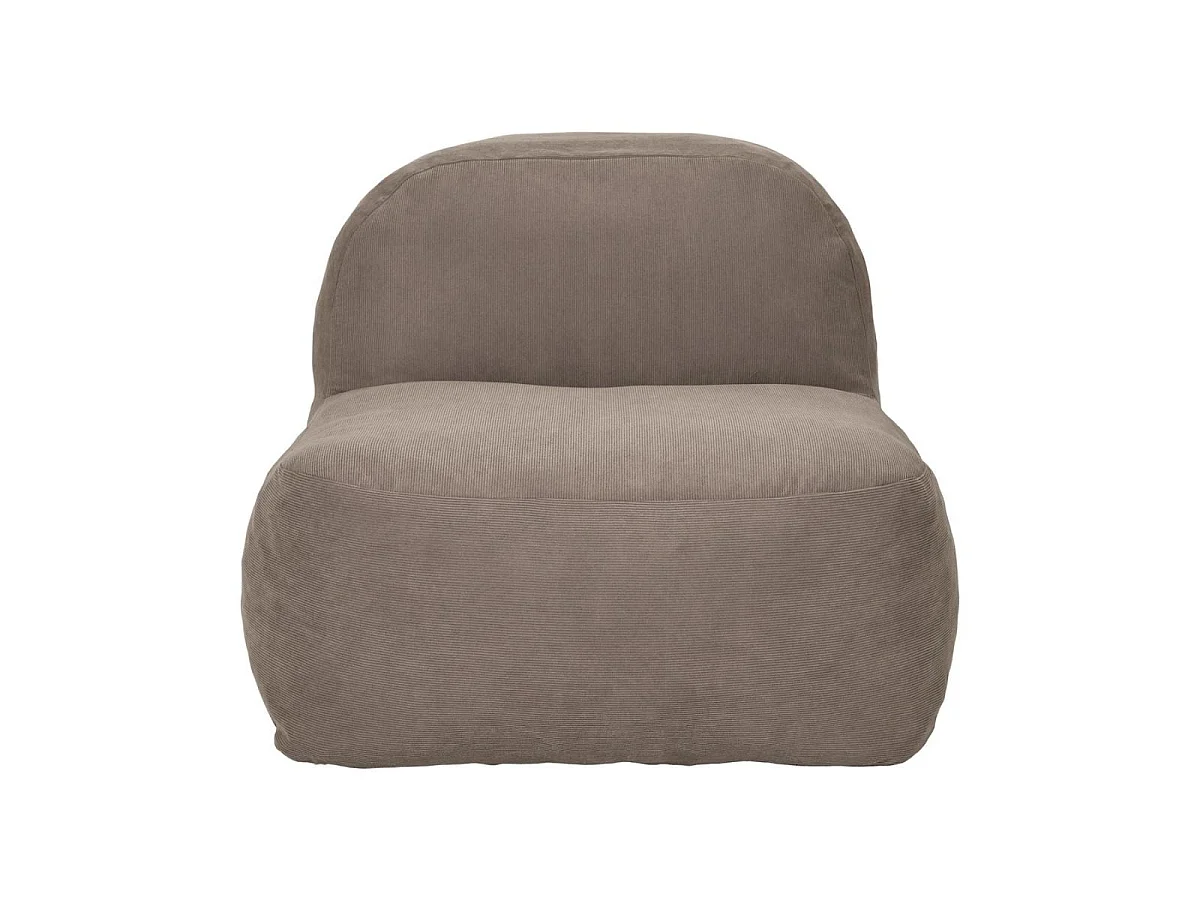 Chauffeuse lounge en mousse et tissu velours taupe - GRANT
