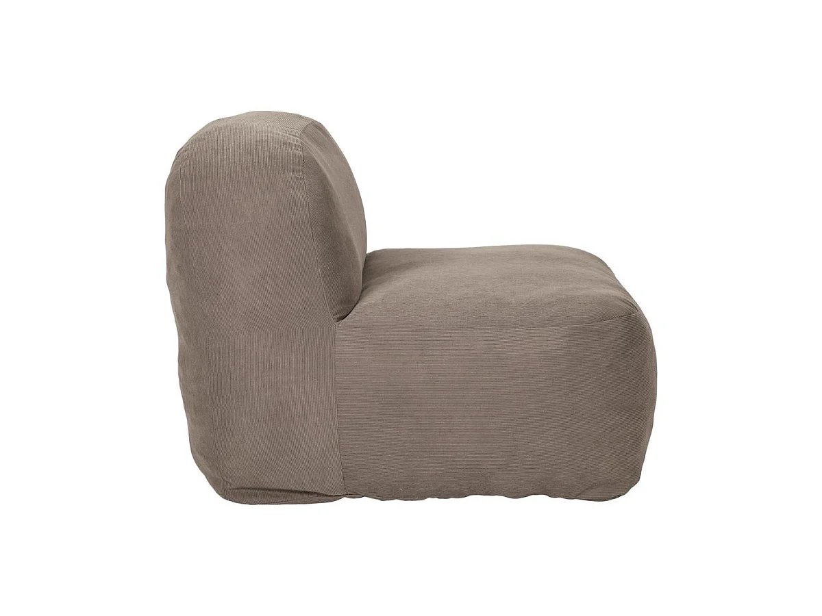 Chauffeuse lounge en mousse et tissu velours taupe - GRANT