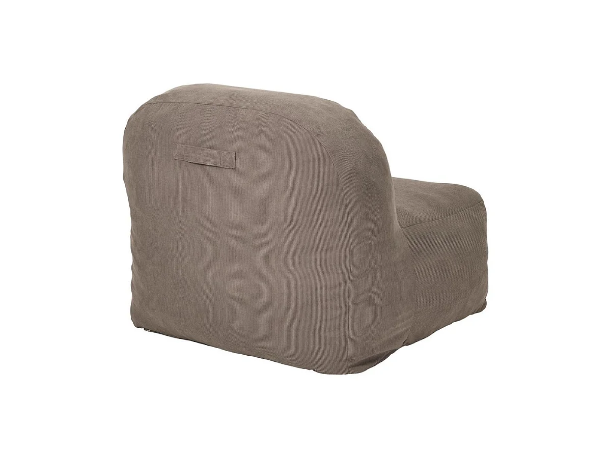 Chauffeuse lounge en mousse et tissu velours taupe - GRANT