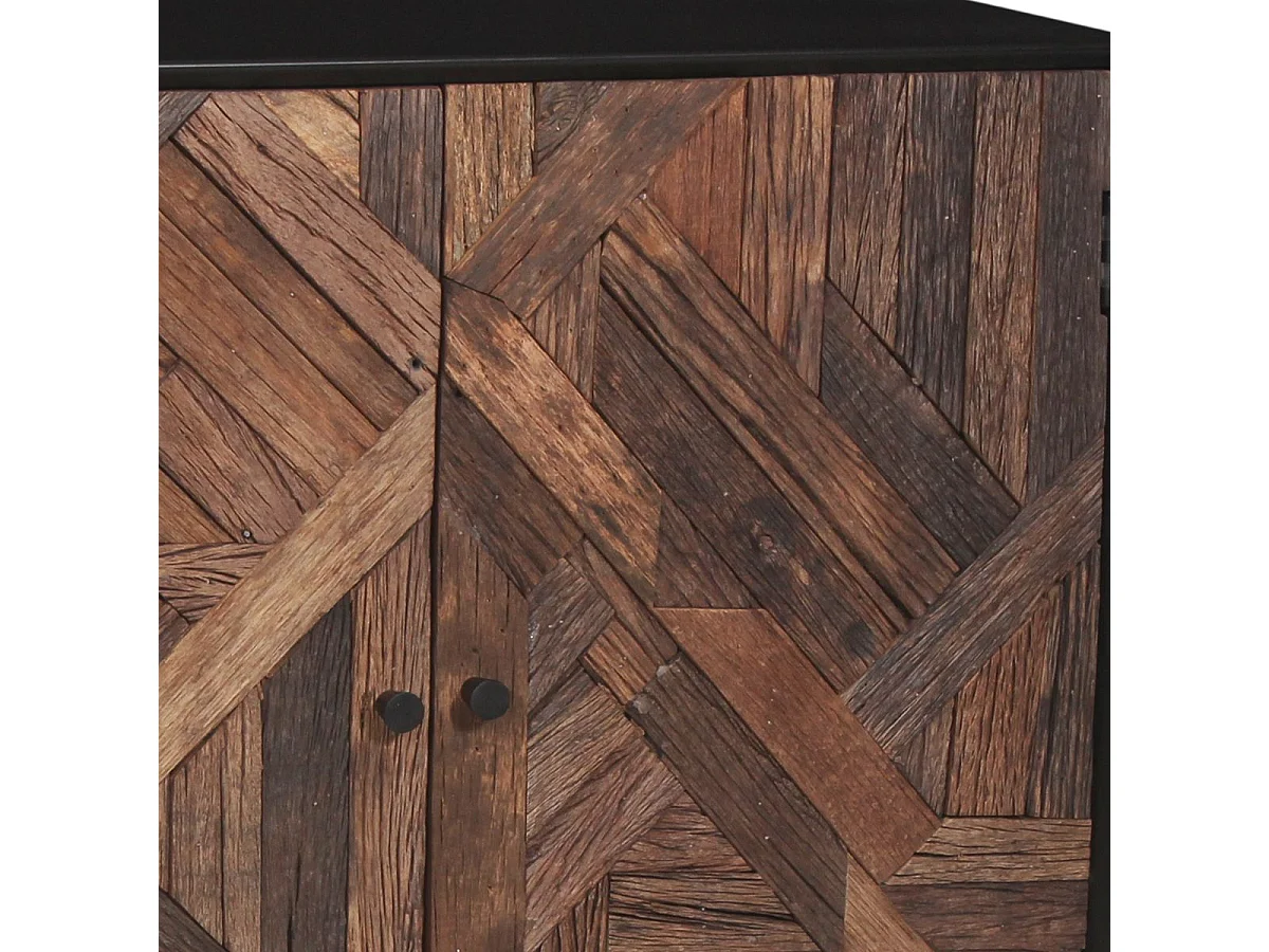 Meuble de Rangement 2 Portes en Métal Noir et Bois Recyclé - JORDAN