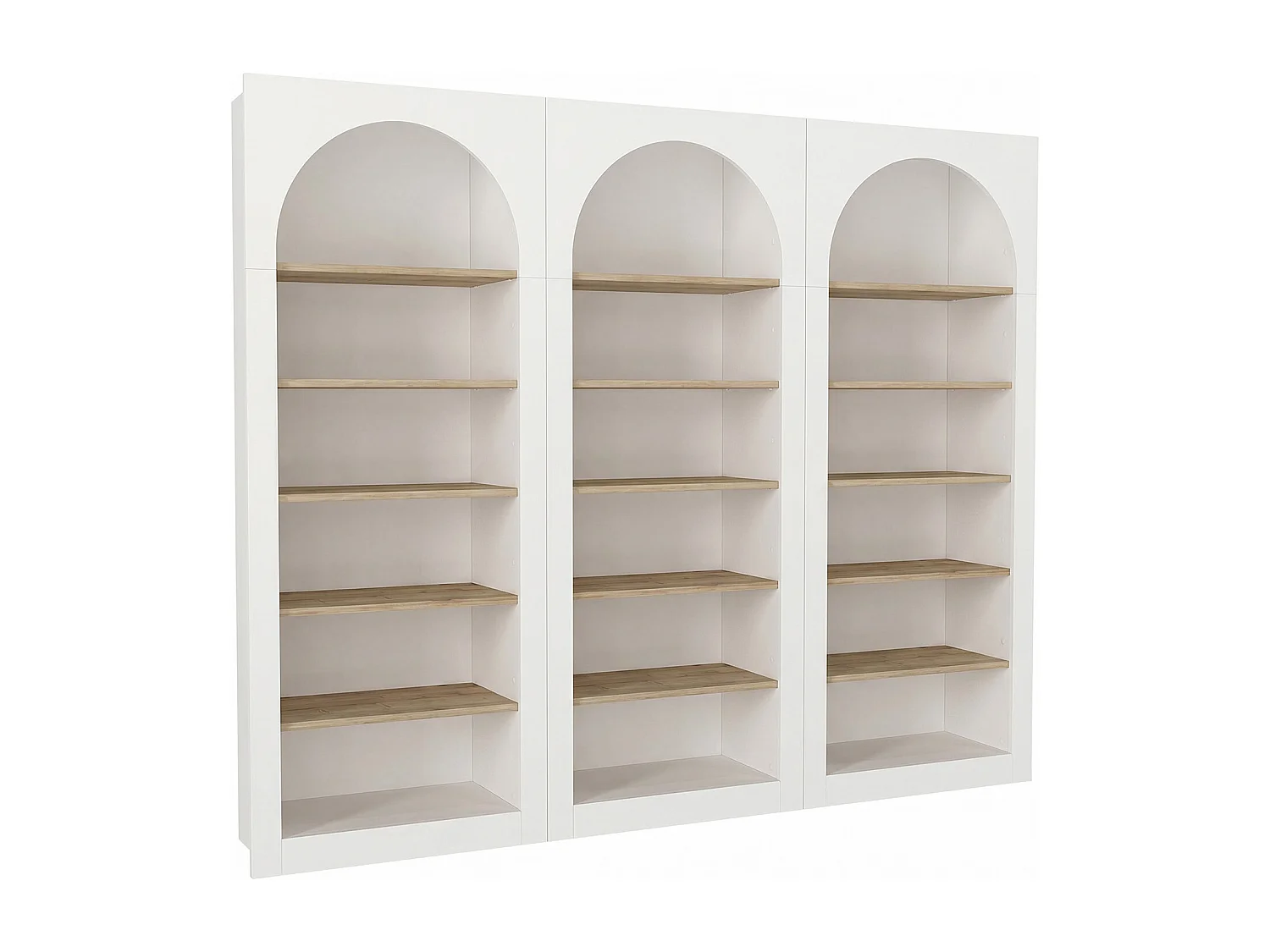 Lot de 3 bibliothèques avec 6 niches - Blanc et Naturel clair - CYMORA