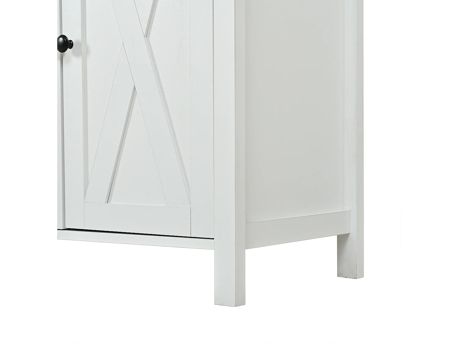 Modernes Sideboard 140x40x78 cm - mit 4 Türen und verstellbaren Regalen - runde schwarze Griffe - MDF - weiß
