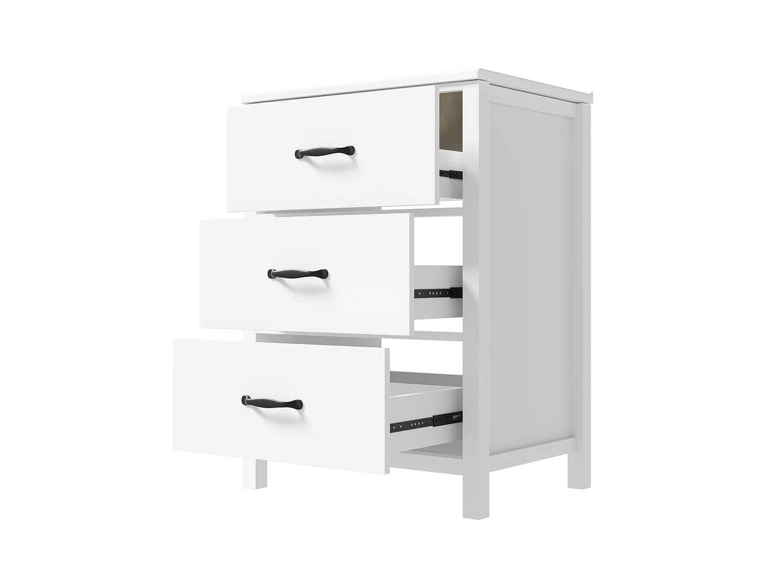 Mebel łazienkowy z ceramiczną umywalką - 61,3x46,3x82,5 cm - z 3 szufladami - MDF - biały