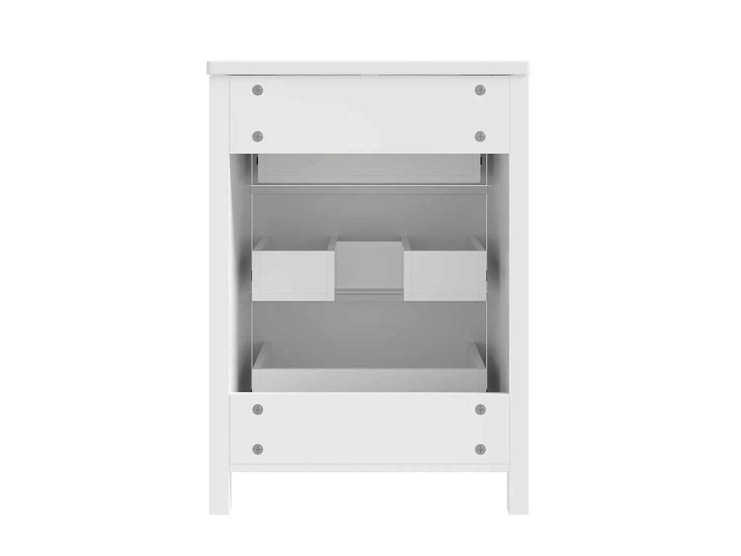 Mebel łazienkowy z ceramiczną umywalką - 61,3x46,3x82,5 cm - z 3 szufladami - MDF - biały
