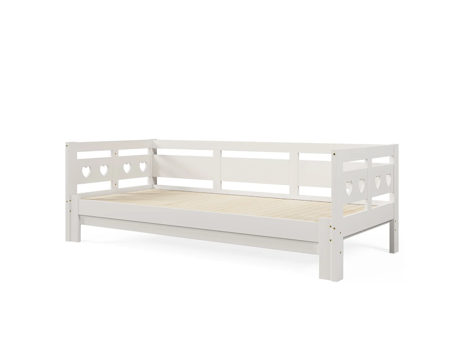 Solid pine trundle bed - 90(180)x190cm - with slatted base - White