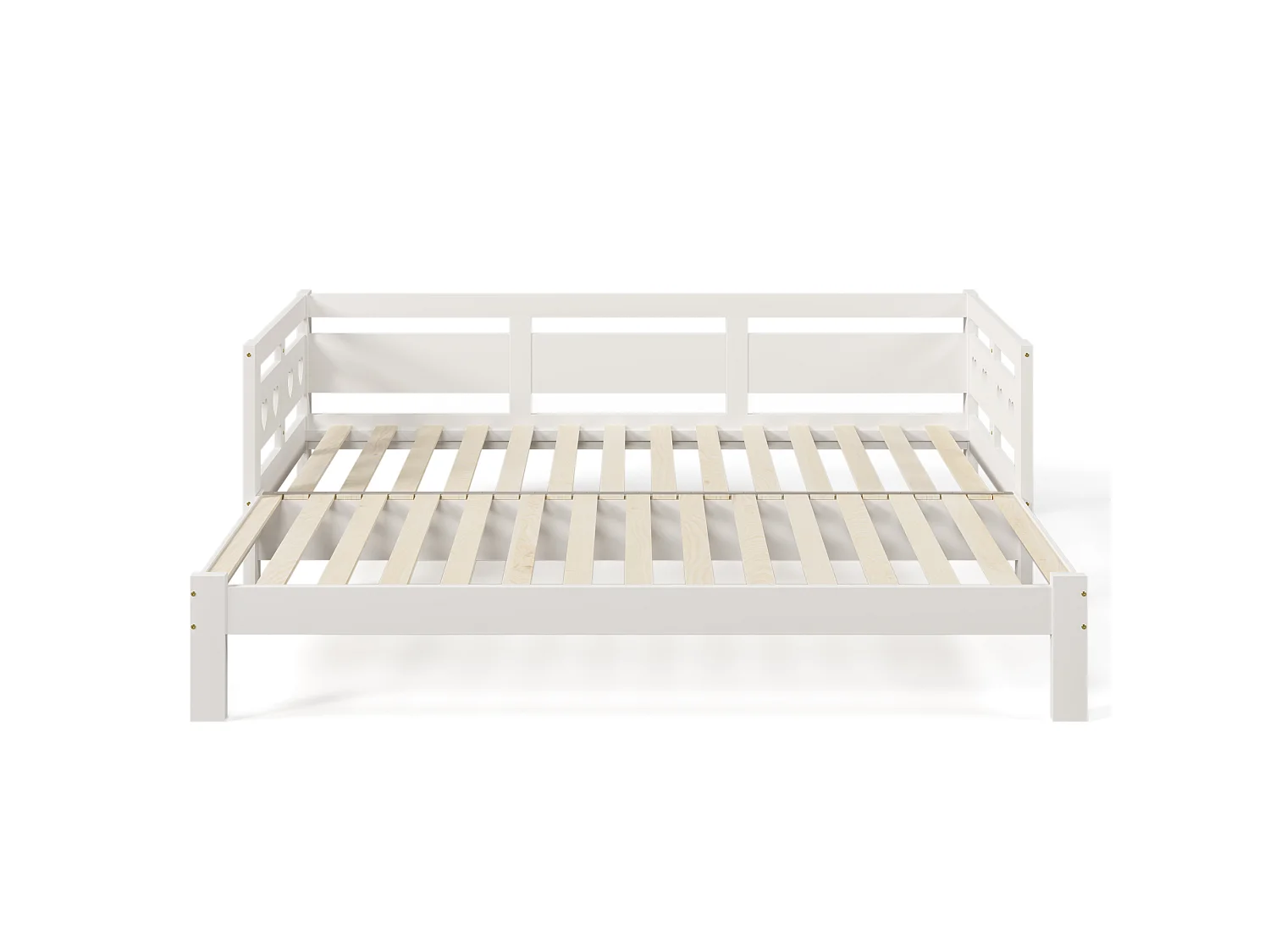 Solid pine trundle bed - 90(180)x190cm - with slatted base - White