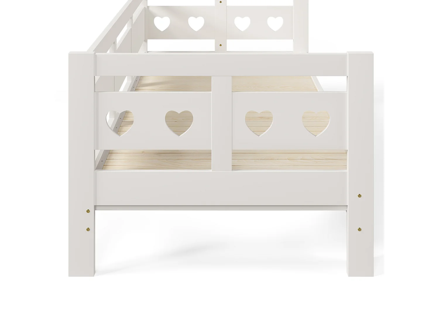 Solid pine trundle bed - 90(180)x190cm - with slatted base - White