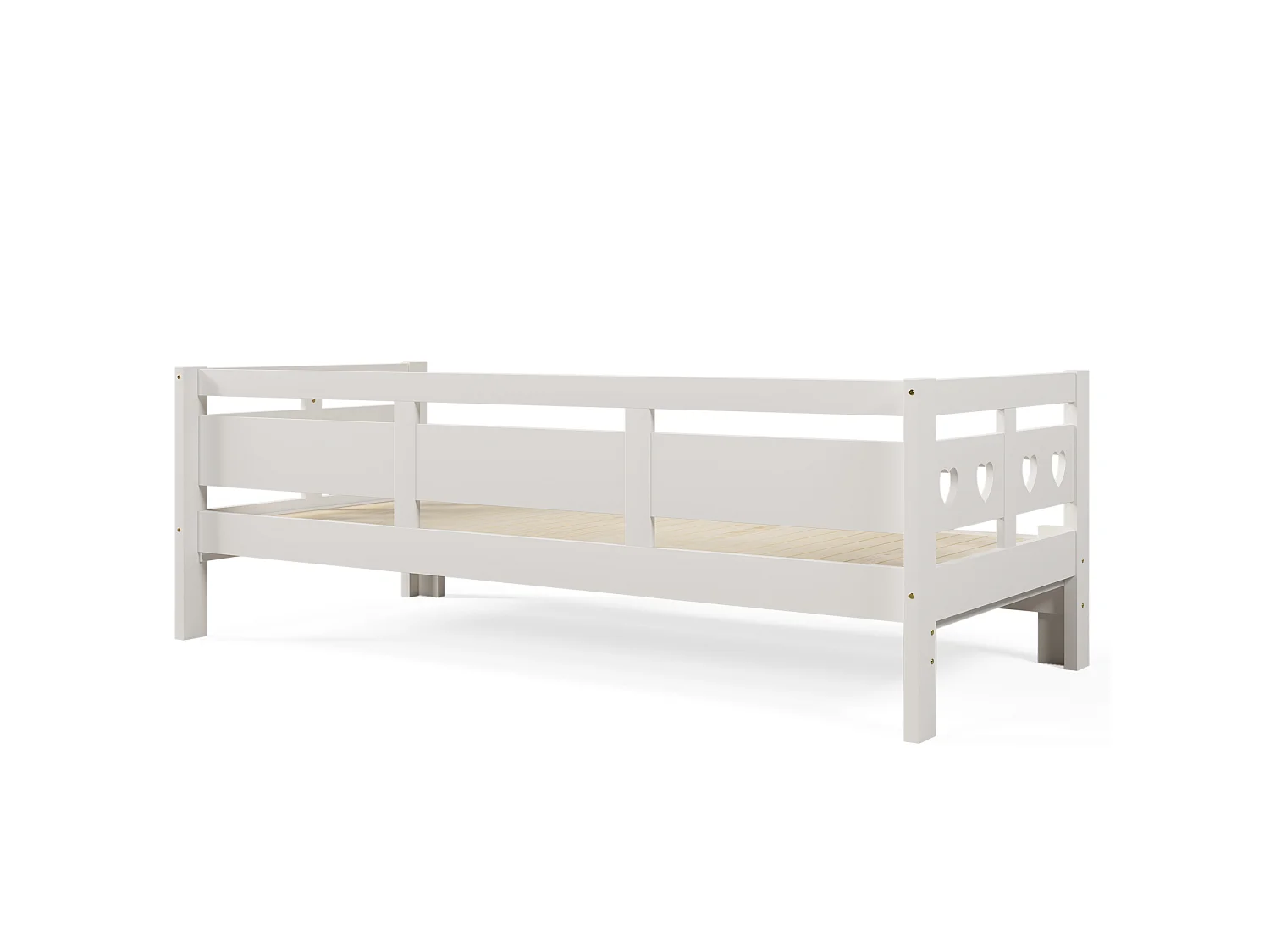 Solid pine trundle bed - 90(180)x190cm - with slatted base - White